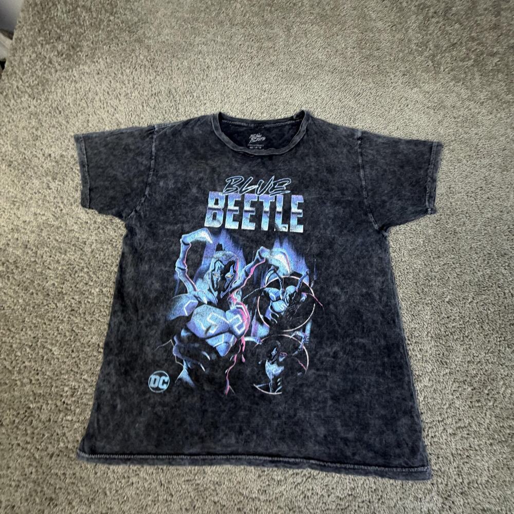 Blue Beetle Shirt Mens Medium Black Graphic T-Shirt Cotton Tagless DC Comics